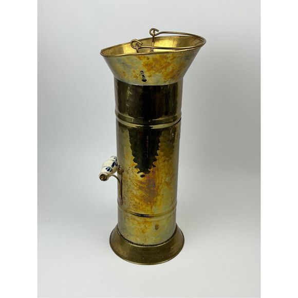 5KAN Copper/Brass Coal Scuttle Bucket Water Fire Umbrella or Cane Stand 20" Tall - Picture 7 of 10
